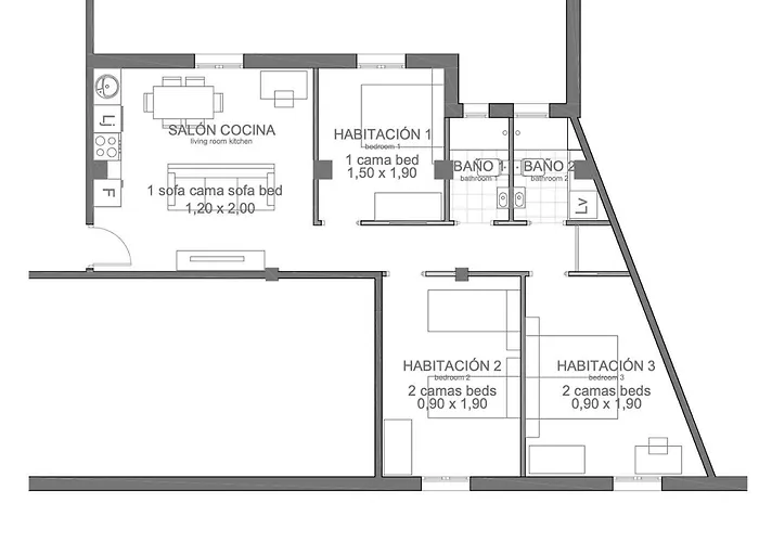 Espacioso 3 Hab Dobles 2 Banos, Junto Ayuntamiento